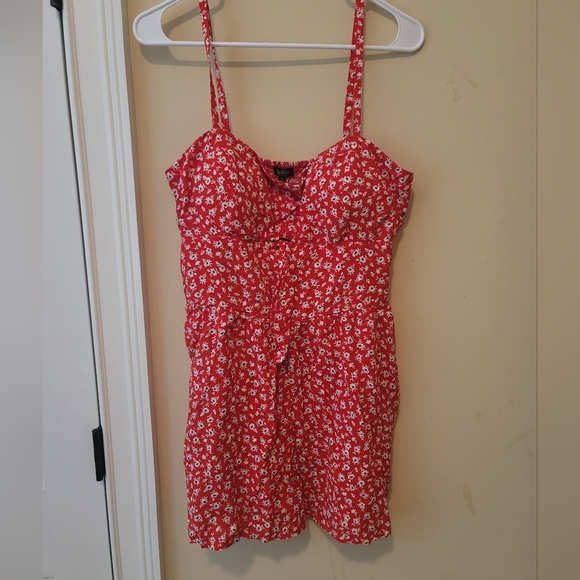 Lily Rose Pants - NWT Lily Rose Red White Blue Floral Halter Short Romper